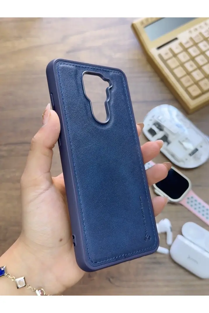Redmi Note 9 Uyumlu Premium Deri Dokulu Darbelere Karşı Dayanıklı Nazal Silikon Kılıf - 12