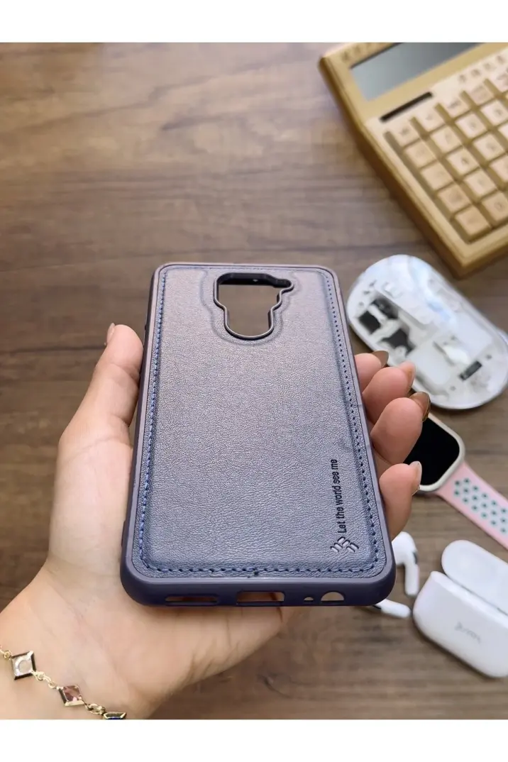 Redmi Note 9 Uyumlu Premium Deri Dokulu Darbelere Karşı Dayanıklı Nazal Silikon Kılıf - 14