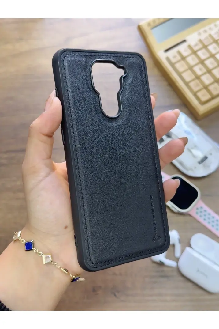 Redmi Note 9 Uyumlu Premium Deri Dokulu Darbelere Karşı Dayanıklı Nazal Silikon Kılıf - 16