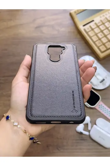 Redmi Note 9 Uyumlu Premium Deri Dokulu Darbelere Karşı Dayanıklı Nazal Silikon Kılıf - 18