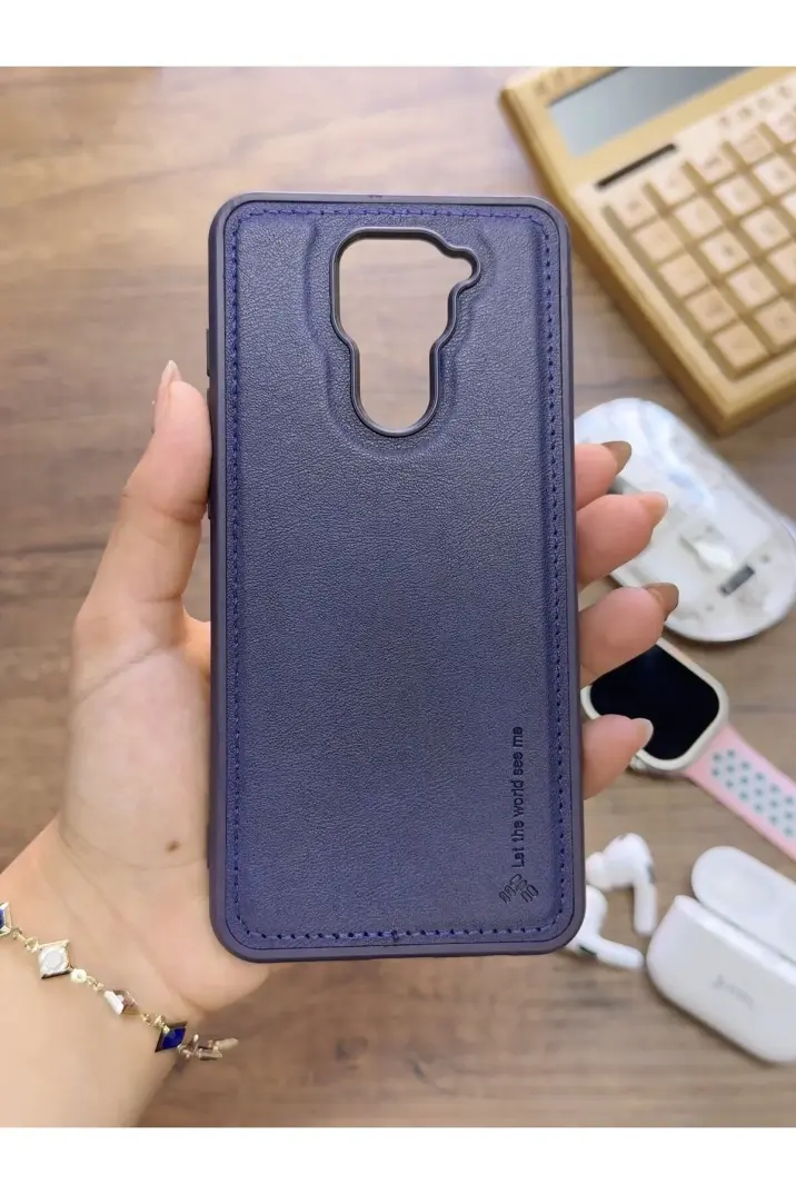 Redmi Note 9 Uyumlu Premium Deri Dokulu Darbelere Karşı Dayanıklı Nazal Silikon Kılıf - 20