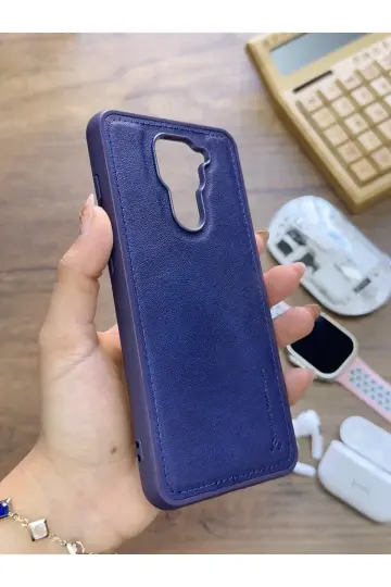 Redmi Note 9 Uyumlu Premium Deri Dokulu Darbelere Karşı Dayanıklı Nazal Silikon Kılıf - 22
