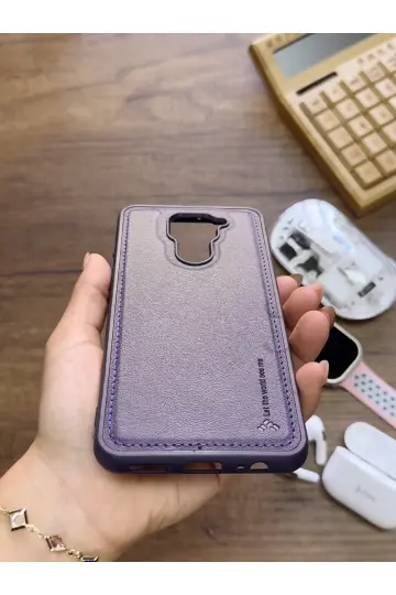Redmi Note 9 Uyumlu Premium Deri Dokulu Darbelere Karşı Dayanıklı Nazal Silikon Kılıf - 23