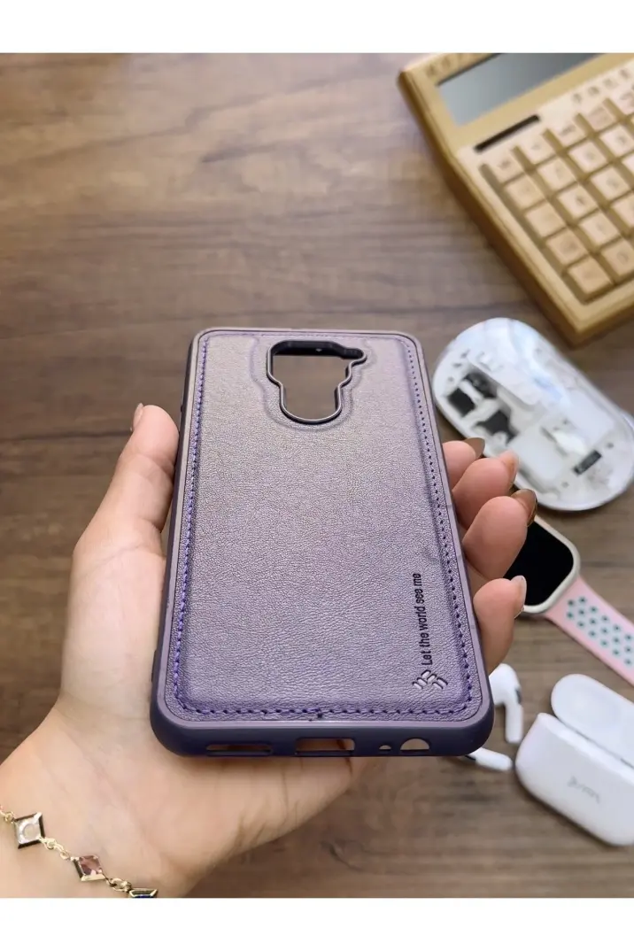 Redmi Note 9 Uyumlu Premium Deri Dokulu Darbelere Karşı Dayanıklı Nazal Silikon Kılıf - 23