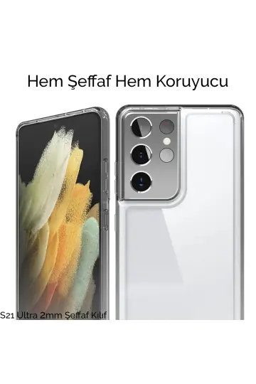 S21 Ultra 2MM Kalın Şeffaf Kılıf POULS21ULTRA - 2