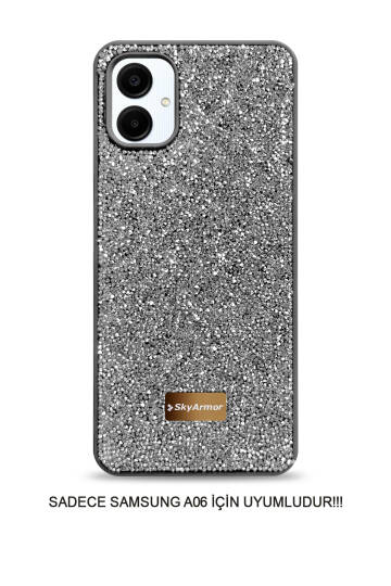 Samsung A06 Uyumlu Kadife İç Yüzey Tasarımlı Taşlı Işıltılı Parlak Pırlanta Kılıf Dia Plus - 13