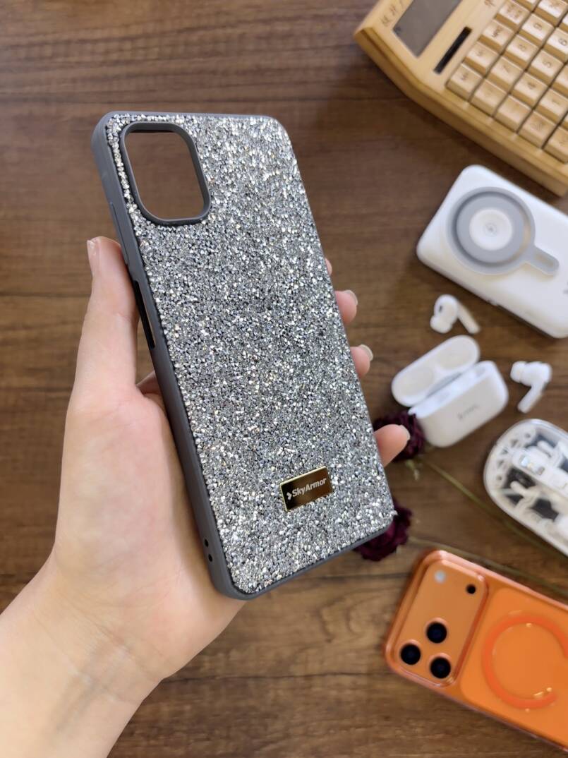 Samsung A06 Uyumlu Kadife İç Yüzey Tasarımlı Taşlı Işıltılı Parlak Pırlanta Kılıf Dia Plus - 18