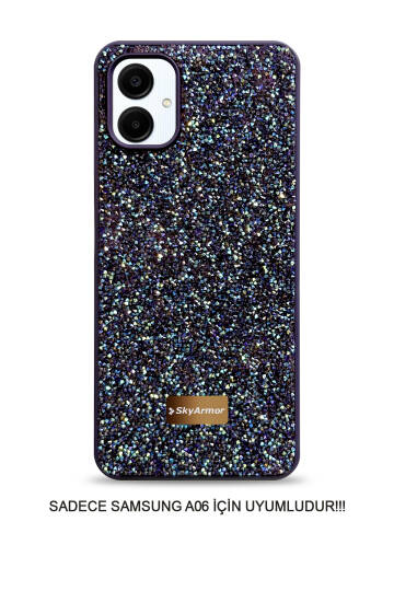 Samsung A06 Uyumlu Kadife İç Yüzey Tasarımlı Taşlı Işıltılı Parlak Pırlanta Kılıf Dia Plus - 25