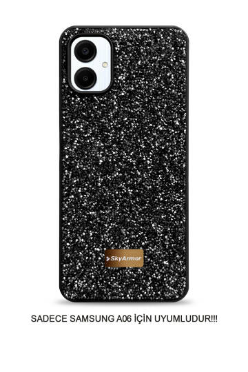 Samsung A06 Uyumlu Kadife İç Yüzey Tasarımlı Taşlı Işıltılı Parlak Pırlanta Kılıf Dia Plus - 37