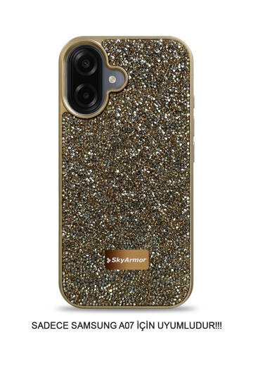 Samsung A07 / A08 Uyumlu Kadife İç Yüzey Tasarımlı Taşlı Işıltılı Parlak Pırlanta Kılıf Dia Plus - 7