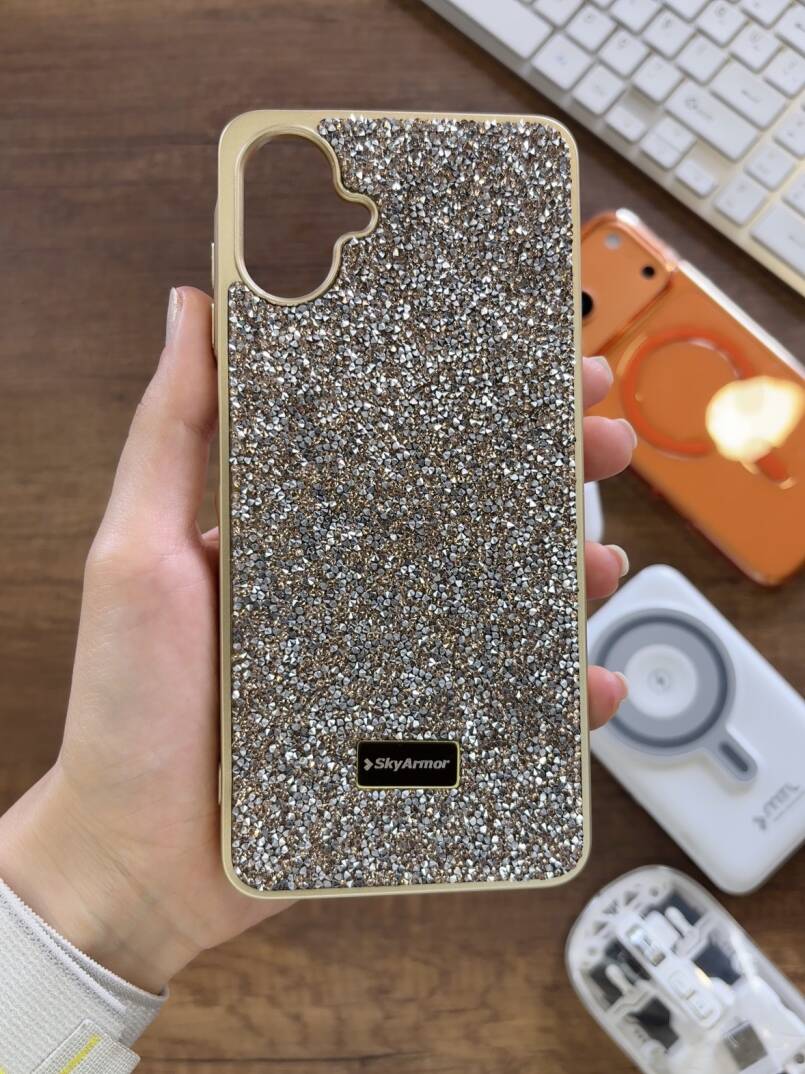 Samsung A07 / A08 Uyumlu Kadife İç Yüzey Tasarımlı Taşlı Işıltılı Parlak Pırlanta Kılıf Dia Plus - 8