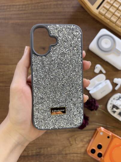 Samsung A07 / A08 Uyumlu Kadife İç Yüzey Tasarımlı Taşlı Işıltılı Parlak Pırlanta Kılıf Dia Plus - 14