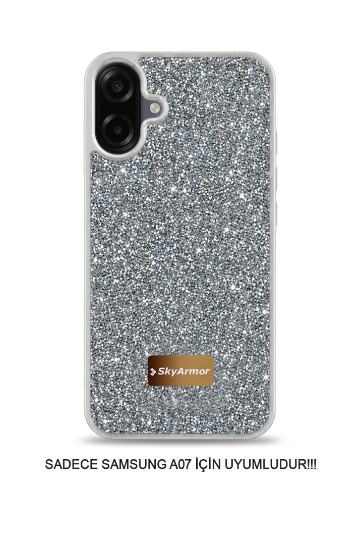 Samsung A07 / A08 Uyumlu Kadife İç Yüzey Tasarımlı Taşlı Işıltılı Parlak Pırlanta Kılıf Dia Plus - 17