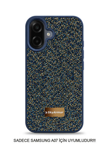 Samsung A07 / A08 Uyumlu Kadife İç Yüzey Tasarımlı Taşlı Işıltılı Parlak Pırlanta Kılıf Dia Plus - 23