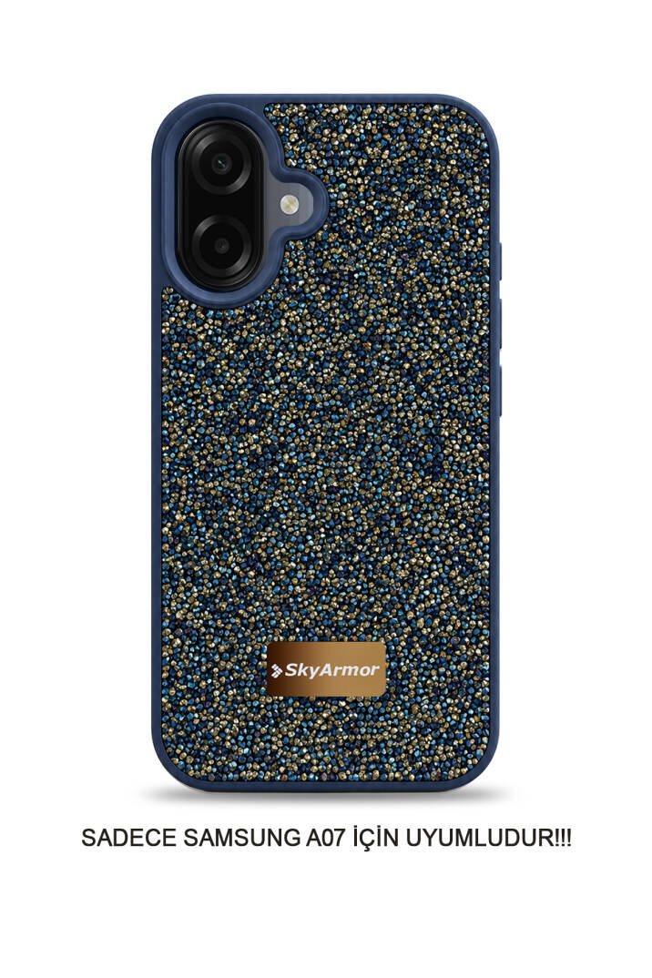 Samsung A07 / A08 Uyumlu Kadife İç Yüzey Tasarımlı Taşlı Işıltılı Parlak Pırlanta Kılıf Dia Plus - 23