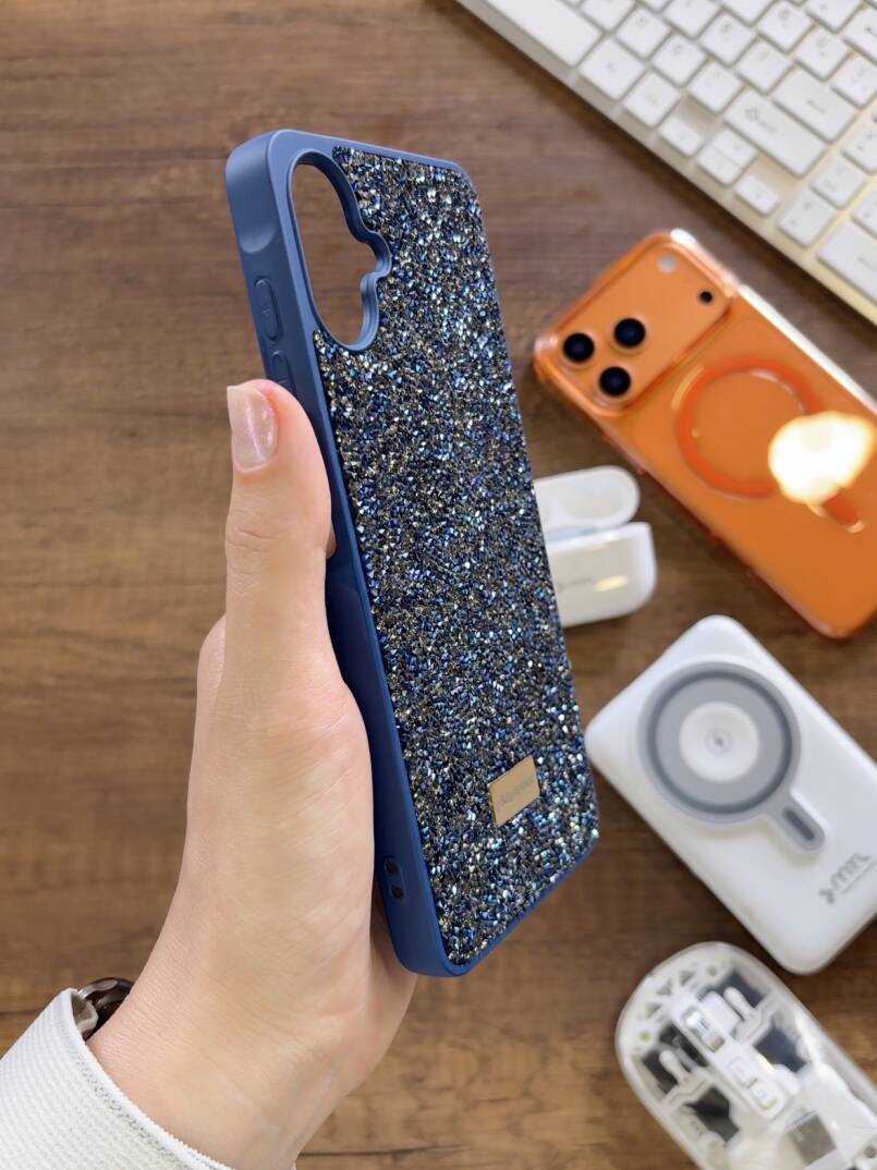 Samsung A07 / A08 Uyumlu Kadife İç Yüzey Tasarımlı Taşlı Işıltılı Parlak Pırlanta Kılıf Dia Plus - 28