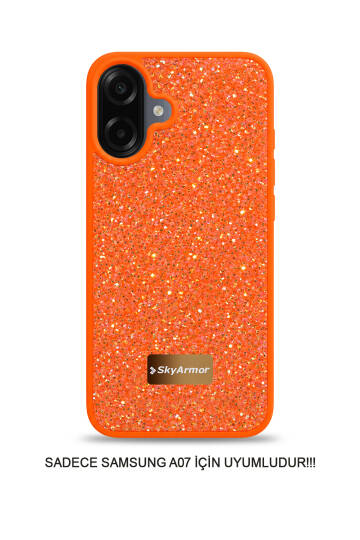 Samsung A07 / A08 Uyumlu Kadife İç Yüzey Tasarımlı Taşlı Işıltılı Parlak Pırlanta Kılıf Dia Plus - 40