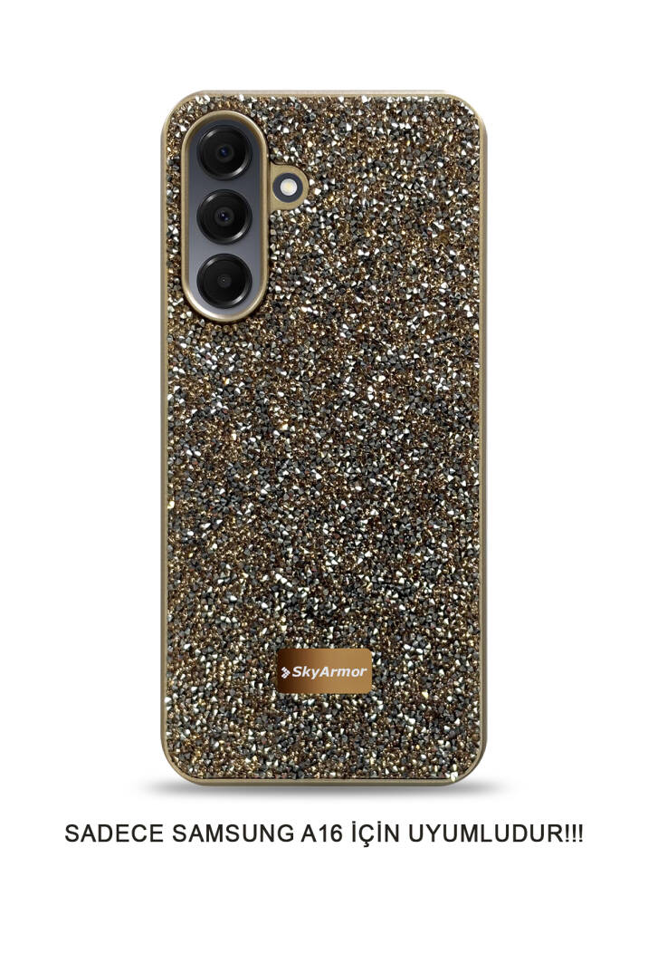 Samsung A16 Uyumlu Kadife İç Yüzey Tasarımlı Taşlı Işıltılı Parlak Pırlanta Kılıf Dia Plus - 7