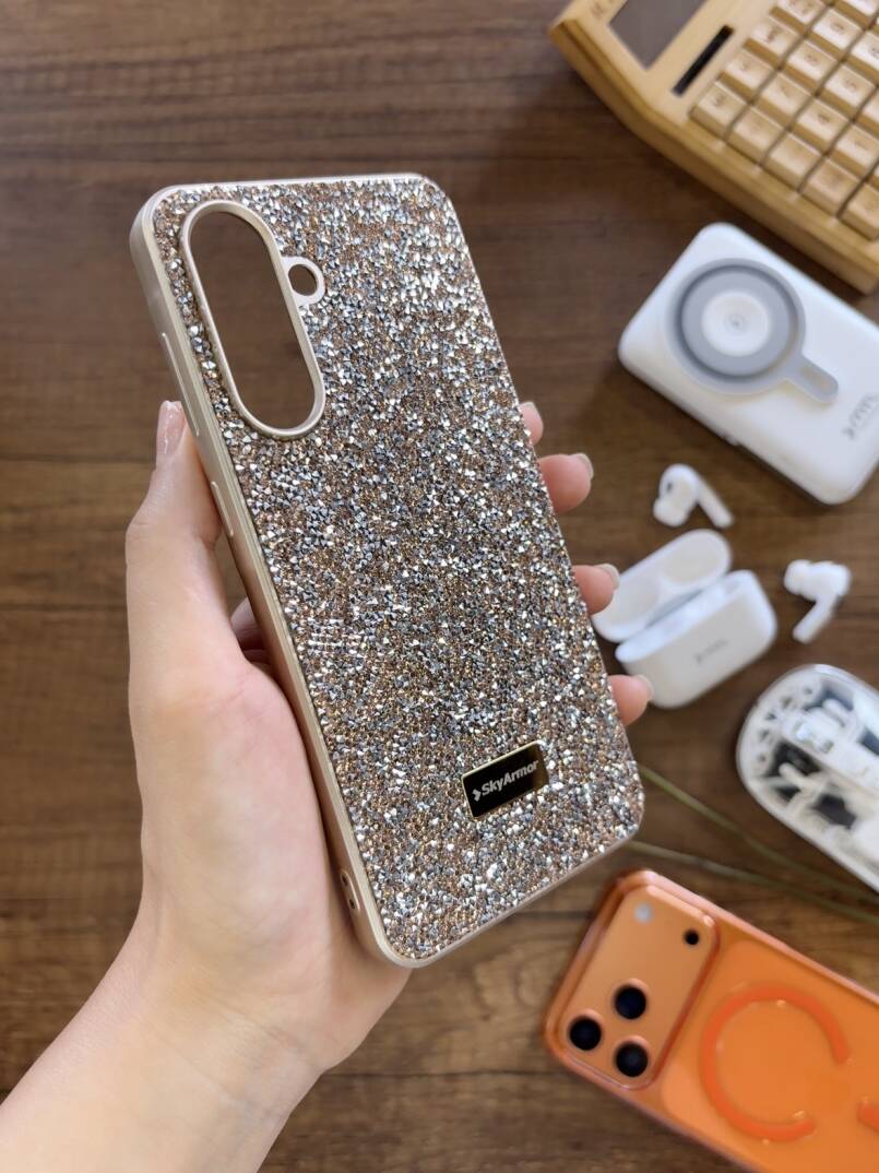 Samsung A16 Uyumlu Kadife İç Yüzey Tasarımlı Taşlı Işıltılı Parlak Pırlanta Kılıf Dia Plus - 12