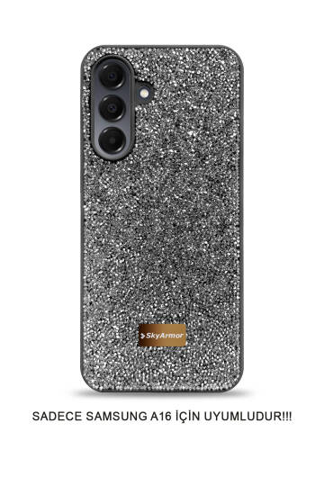 Samsung A16 Uyumlu Kadife İç Yüzey Tasarımlı Taşlı Işıltılı Parlak Pırlanta Kılıf Dia Plus - 13
