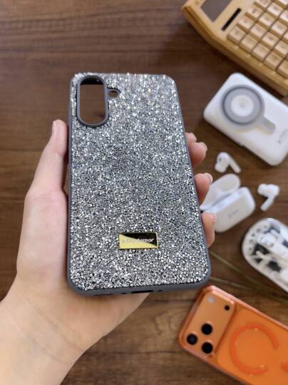 Samsung A16 Uyumlu Kadife İç Yüzey Tasarımlı Taşlı Işıltılı Parlak Pırlanta Kılıf Dia Plus - 16