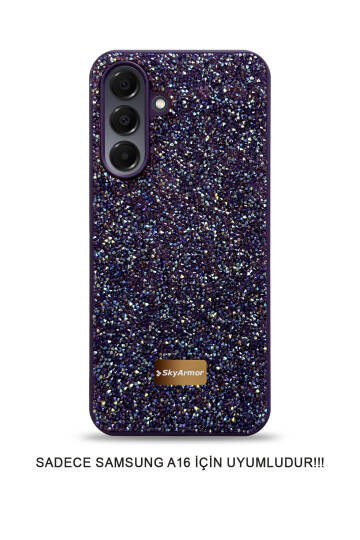 Samsung A16 Uyumlu Kadife İç Yüzey Tasarımlı Taşlı Işıltılı Parlak Pırlanta Kılıf Dia Plus - 25