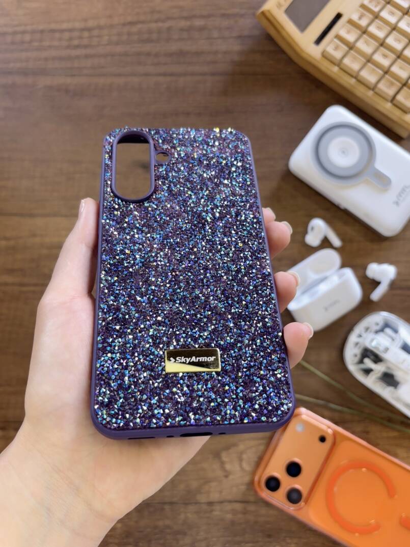 Samsung A16 Uyumlu Kadife İç Yüzey Tasarımlı Taşlı Işıltılı Parlak Pırlanta Kılıf Dia Plus - 28