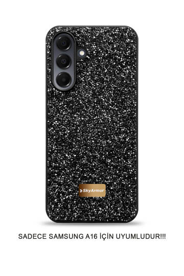 Samsung A16 Uyumlu Kadife İç Yüzey Tasarımlı Taşlı Işıltılı Parlak Pırlanta Kılıf Dia Plus - 37