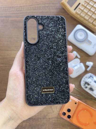 Samsung A16 Uyumlu Kadife İç Yüzey Tasarımlı Taşlı Işıltılı Parlak Pırlanta Kılıf Dia Plus - 39