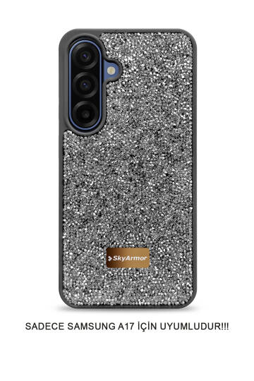 Samsung A17 Uyumlu Kadife İç Yüzey Tasarımlı Taşlı Işıltılı Parlak Pırlanta Kılıf Dia Plus - 13