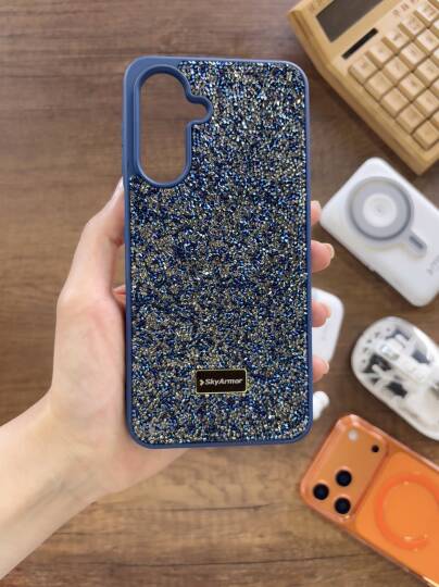 Samsung A17 Uyumlu Kadife İç Yüzey Tasarımlı Taşlı Işıltılı Parlak Pırlanta Kılıf Dia Plus - 20