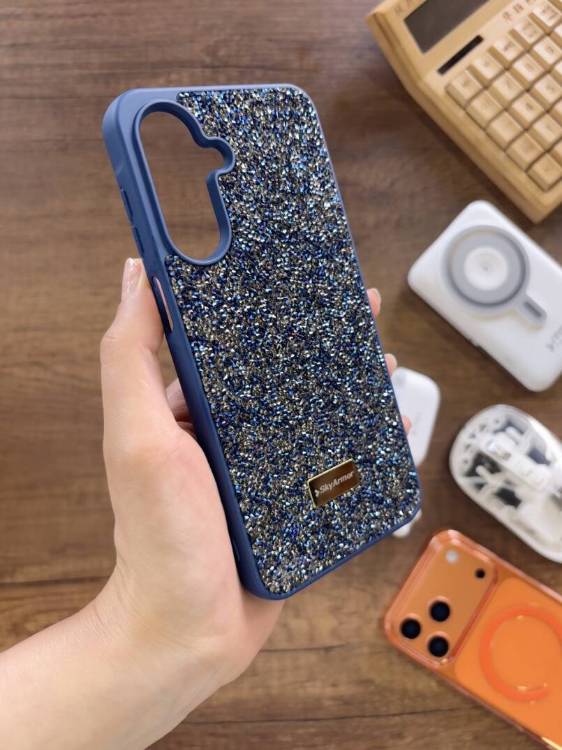 Samsung A17 Uyumlu Kadife İç Yüzey Tasarımlı Taşlı Işıltılı Parlak Pırlanta Kılıf Dia Plus - 21