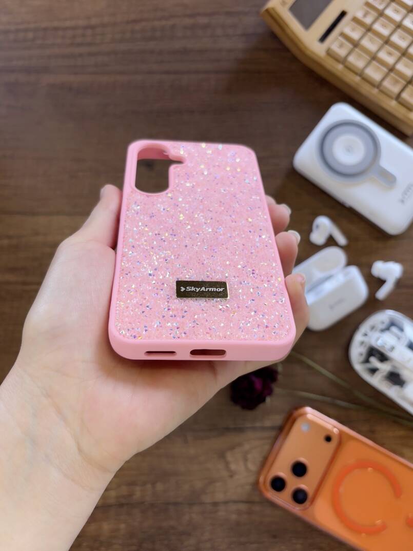 Samsung A17 Uyumlu Kadife İç Yüzey Tasarımlı Taşlı Işıltılı Parlak Pırlanta Kılıf Dia Plus - 34