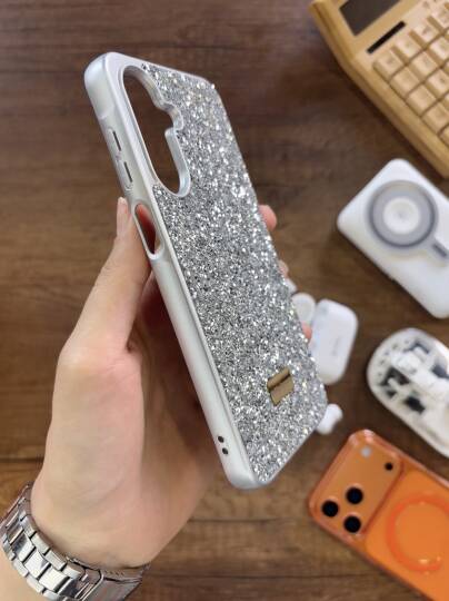 Samsung A17 Uyumlu Kadife İç Yüzey Tasarımlı Taşlı Işıltılı Parlak Pırlanta Kılıf Dia Plus - 40