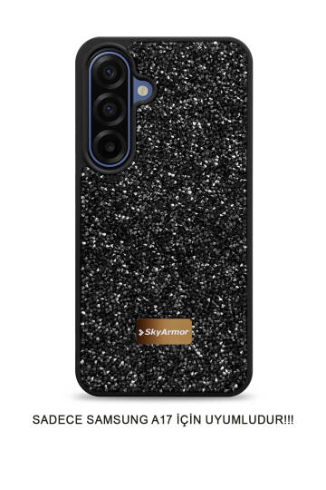 Samsung A17 Uyumlu Kadife İç Yüzey Tasarımlı Taşlı Işıltılı Parlak Pırlanta Kılıf Dia Plus - 43