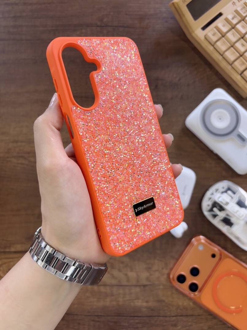 Samsung A17 Uyumlu Kadife İç Yüzey Tasarımlı Taşlı Işıltılı Parlak Pırlanta Kılıf Dia Plus - 51