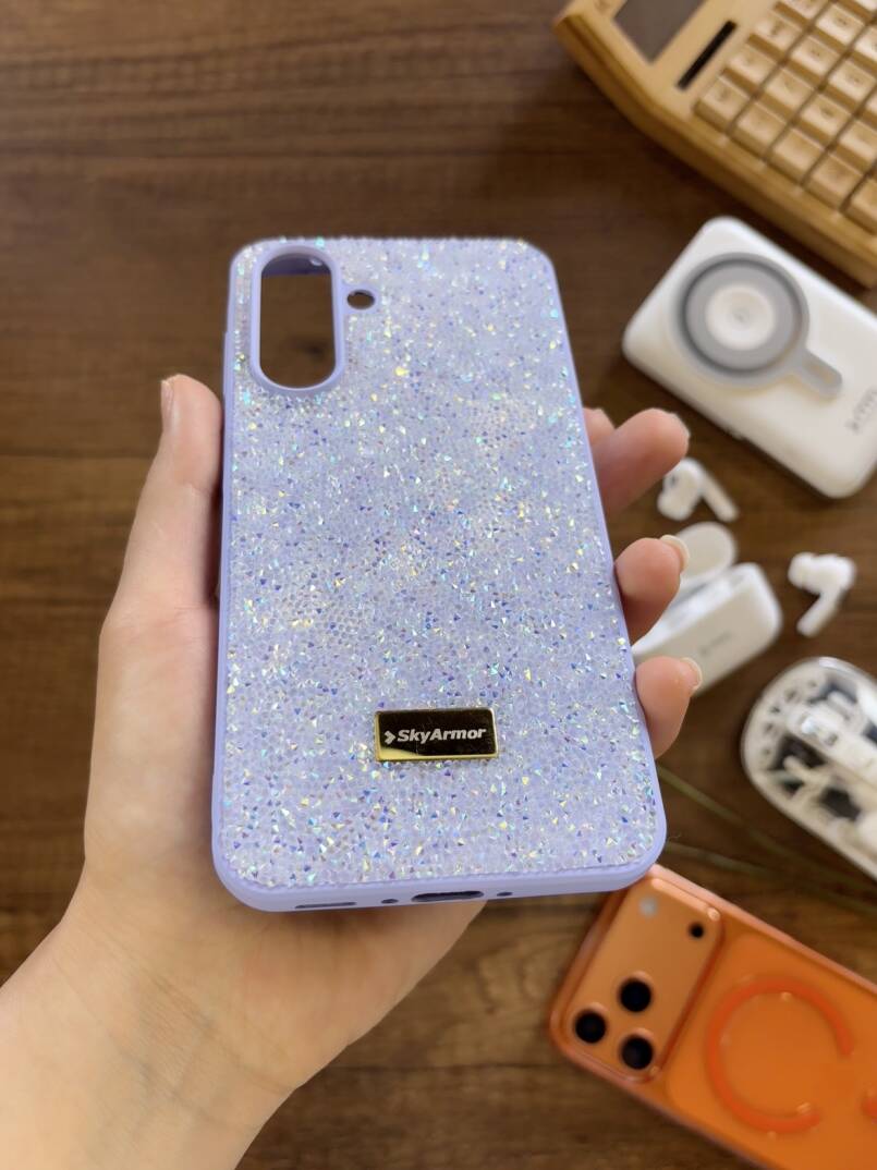 Samsung A26 Uyumlu Kadife İç Yüzey Tasarımlı Taşlı Işıltılı Parlak Pırlanta Kılıf Dia Plus - 22