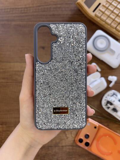Samsung A35 Uyumlu Kadife İç Yüzey Tasarımlı Taşlı Işıltılı Parlak Pırlanta Kılıf Dia Plus - 15