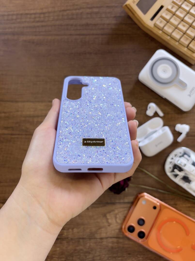 Samsung A35 Uyumlu Kadife İç Yüzey Tasarımlı Taşlı Işıltılı Parlak Pırlanta Kılıf Dia Plus - 22