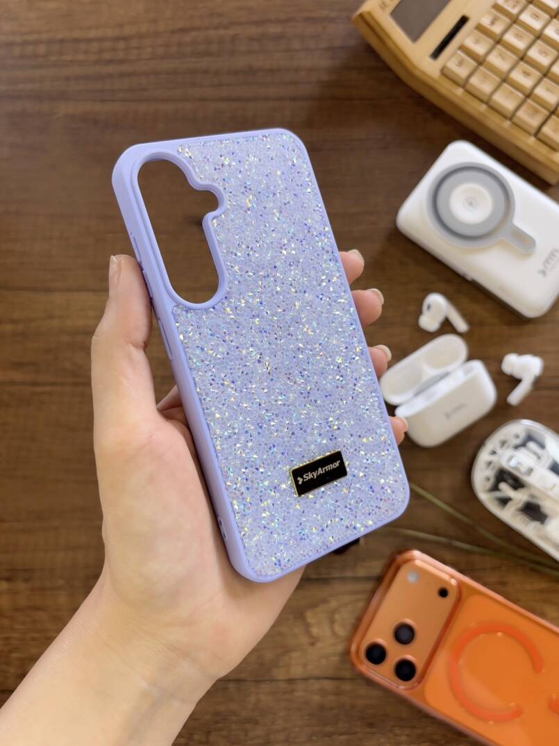 Samsung A35 Uyumlu Kadife İç Yüzey Tasarımlı Taşlı Işıltılı Parlak Pırlanta Kılıf Dia Plus - 24