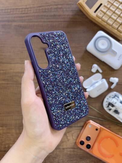 Samsung A35 Uyumlu Kadife İç Yüzey Tasarımlı Taşlı Işıltılı Parlak Pırlanta Kılıf Dia Plus - 30