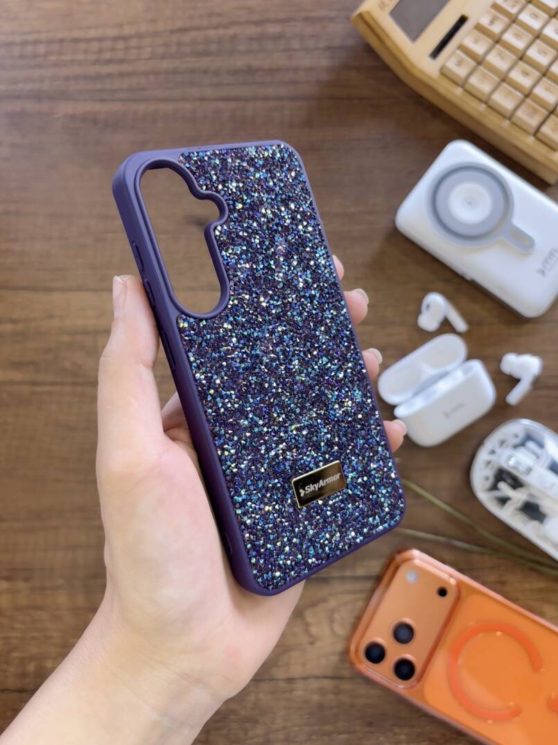 Samsung A35 Uyumlu Kadife İç Yüzey Tasarımlı Taşlı Işıltılı Parlak Pırlanta Kılıf Dia Plus - 30