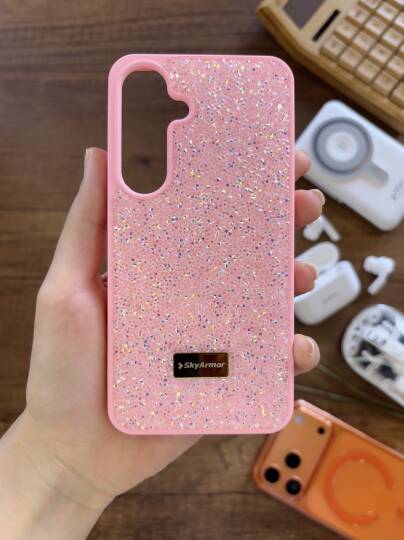 Samsung A35 Uyumlu Kadife İç Yüzey Tasarımlı Taşlı Işıltılı Parlak Pırlanta Kılıf Dia Plus - 33