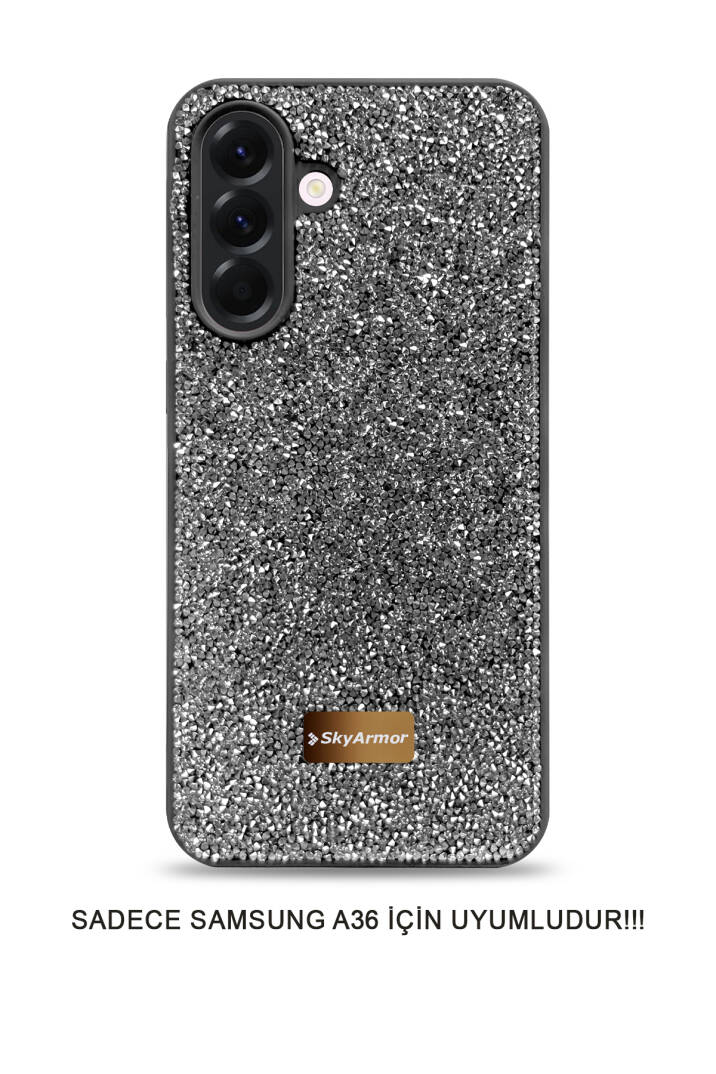 Samsung A36 Uyumlu Kadife İç Yüzey Tasarımlı Taşlı Işıltılı Parlak Pırlanta Kılıf Dia Plus - 13