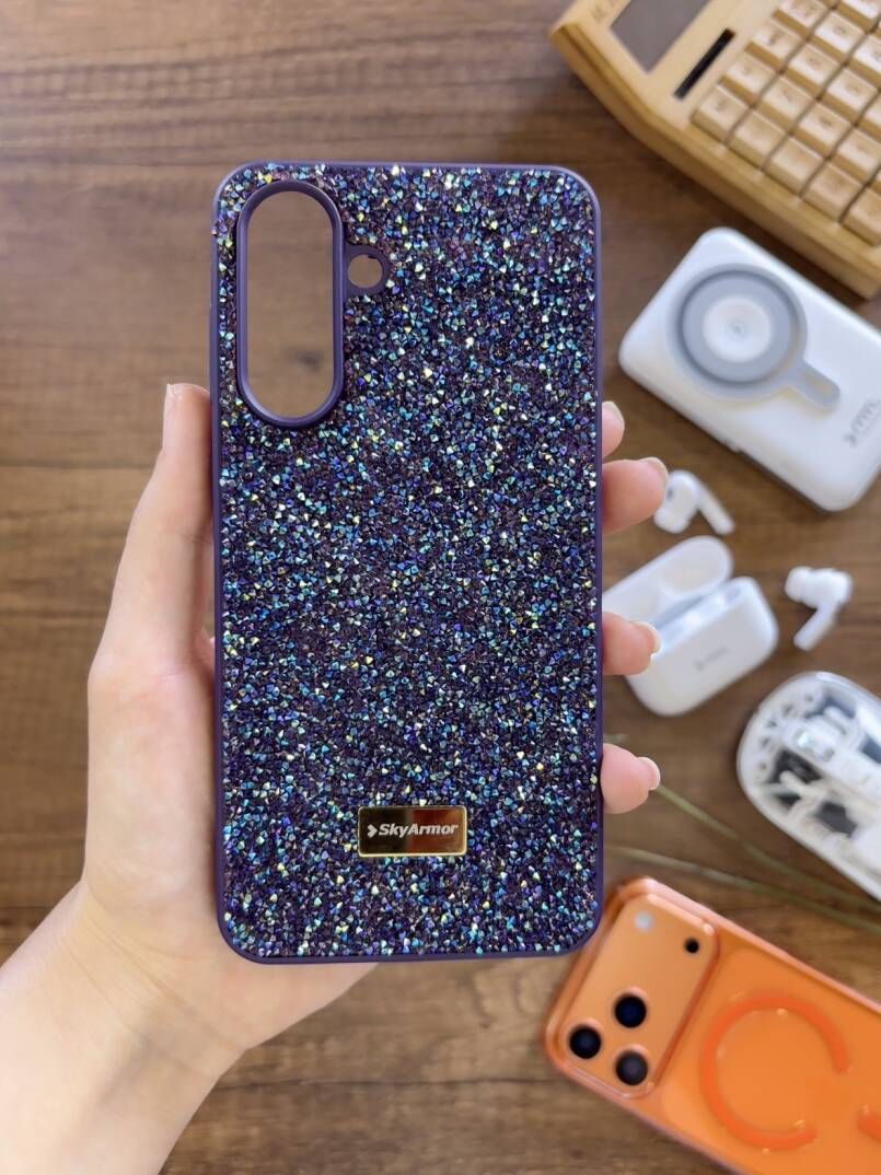 Samsung A36 Uyumlu Kadife İç Yüzey Tasarımlı Taşlı Işıltılı Parlak Pırlanta Kılıf Dia Plus - 27
