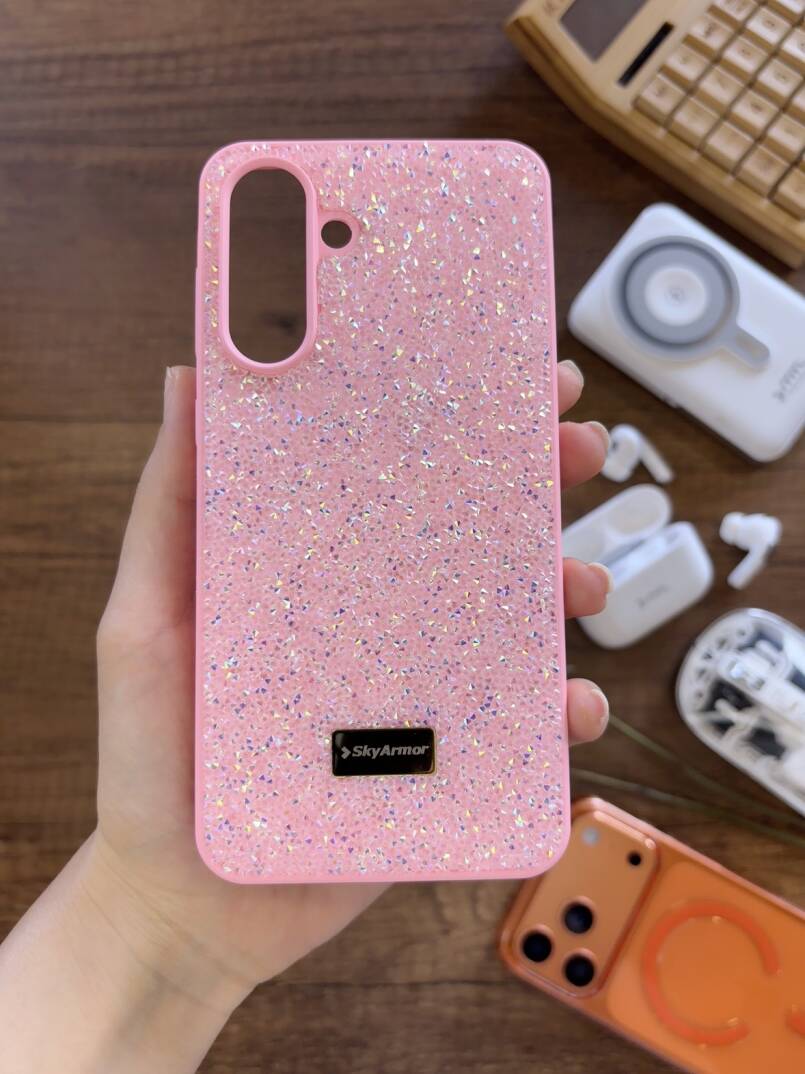 Samsung A36 Uyumlu Kadife İç Yüzey Tasarımlı Taşlı Işıltılı Parlak Pırlanta Kılıf Dia Plus - 33