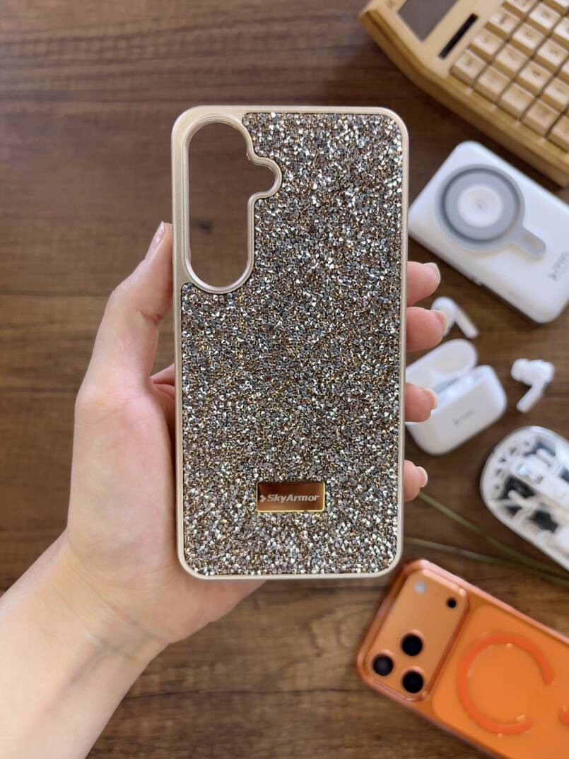 Samsung A55 Uyumlu Kadife İç Yüzey Tasarımlı Taşlı Işıltılı Parlak Pırlanta Kılıf Dia Plus - 12