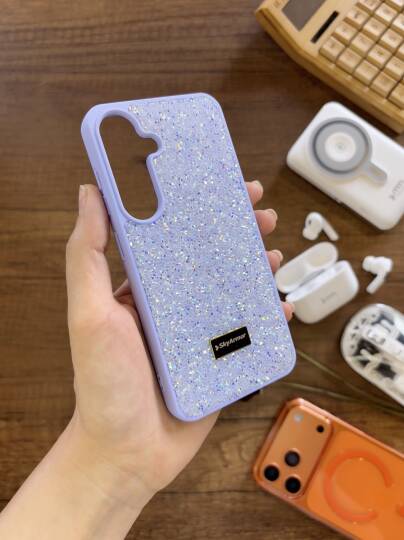 Samsung A55 Uyumlu Kadife İç Yüzey Tasarımlı Taşlı Işıltılı Parlak Pırlanta Kılıf Dia Plus - 24