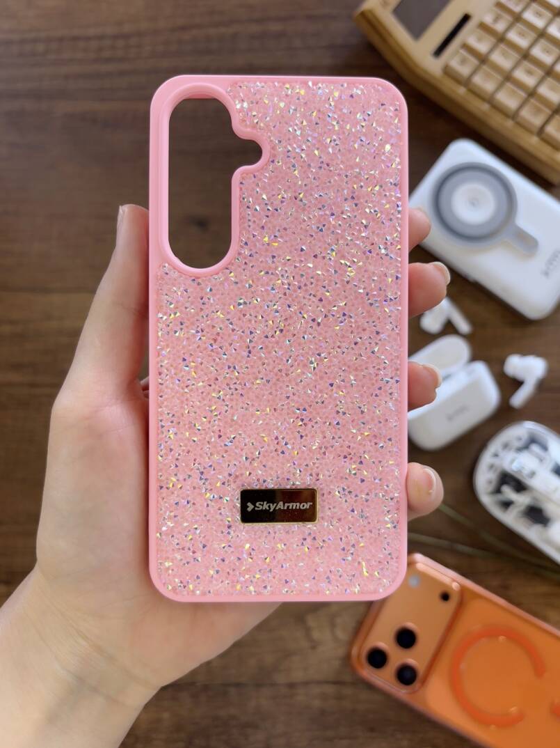 Samsung A55 Uyumlu Kadife İç Yüzey Tasarımlı Taşlı Işıltılı Parlak Pırlanta Kılıf Dia Plus - 33