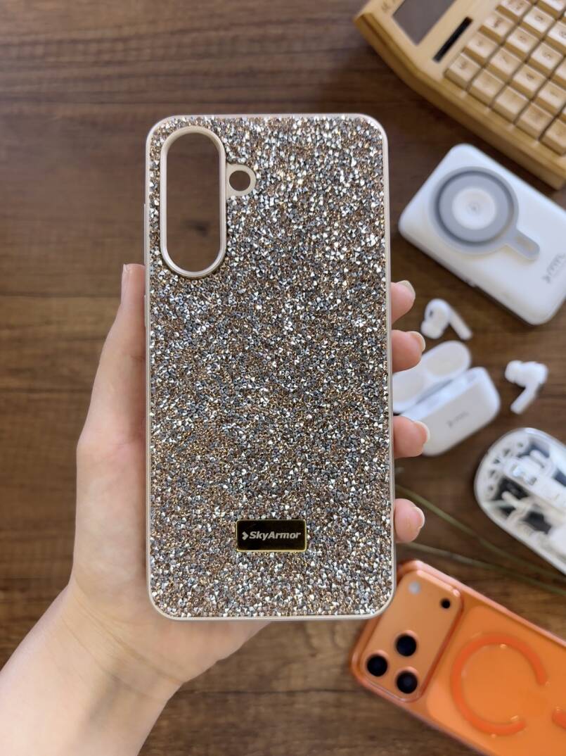 Samsung A56 Uyumlu Kadife İç Yüzey Tasarımlı Taşlı Işıltılı Parlak Pırlanta Kılıf Dia Plus - 9